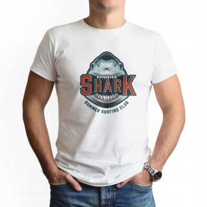 Modna Koszulka Męska z nadrukiem S wzór SHARK 01