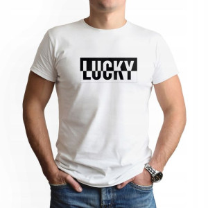 Modna Koszulka Męska z nadrukiem XXL wzór LUCKY 01
