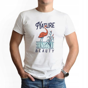 Podkoszulek Męski Biały L nadruk NATURE BEAUTY 1