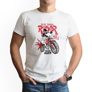 Podkoszulek Męski Biały S nadruk DOGGY RIDER 1