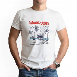 Podkoszulek Męski Biały XXL nadruk ISLAND VIBES 1
