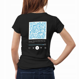 Damski T-SHIRT M Czarny TYŁ Rick Astley QR 04