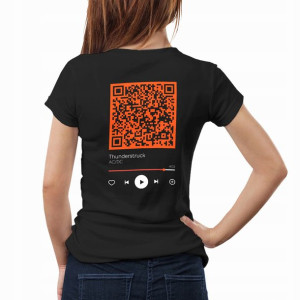 Damski T-SHIRT XXL Czarny TYŁ wzór AC/DC QR 12