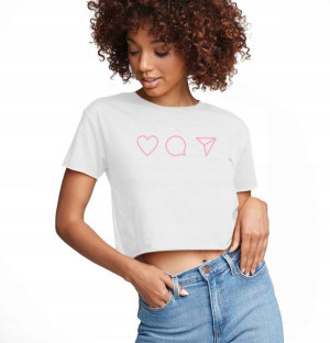 Koszulka CROP TOP BIAŁA roz L nadruk INSTA LADY 01
