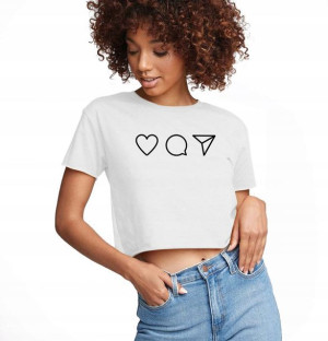 Koszulka CROP TOP BIAŁA roz M nadruk INSTA LADY 02