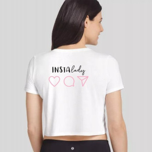 Koszulka CROP TOP Biała TYŁ roz S INSTA LADY 04