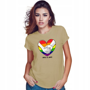 Koszulka Damska Beżowa roz M wzór LOVE IS LOVE 02