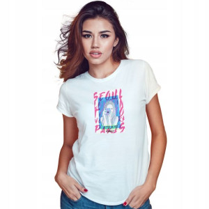 Koszulka Damska Biała roz L wzór GIRL FASHION 01