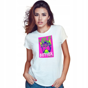 Koszulka Damska Biała roz M wzór LIFE IS BETTER 02