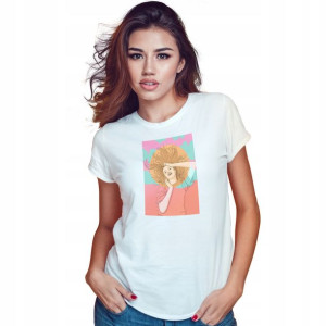 Koszulka Damska Biała roz S wzór GIRL FASHION 05