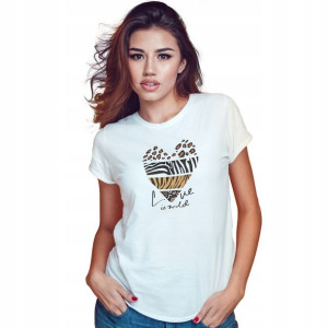 Koszulka Damska Biała roz XXL wzór LOVE WILD 01