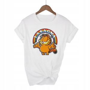 Koszulka DAMSKA Biała rozm S wzór GARFIELD 01