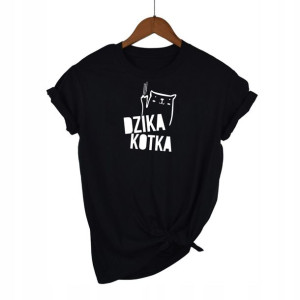 Koszulka DAMSKA CZARNA rozm. XXL DZIKA KOTKA 01