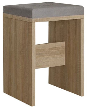 Tapicerowany taboret dąb sonoma + szary - Lovis