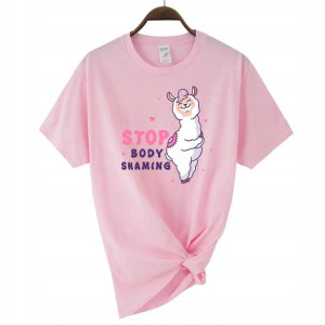 Koszulka Damska Różowa roz M wzór BODY SHAMING 01