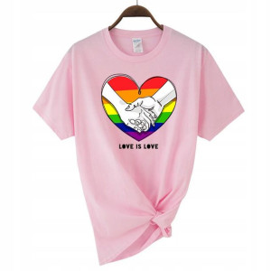 Koszulka Damska Różowa roz M wzór LOVE IS LOVE 02