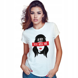 Modna Koszulka Damska Biała roz XL YOU KISS ME 01