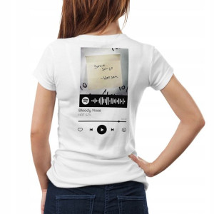 Modna Koszulka Damska L BIAŁA TYŁ QR SPOTIFY 08
