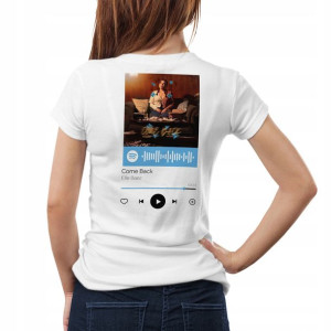Modna Koszulka Damska L BIAŁA TYŁ QR SPOTIFY 14