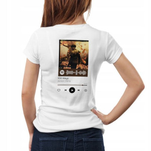 Modna Koszulka Damska S BIAŁA TYŁ QR SPOTIFY 38