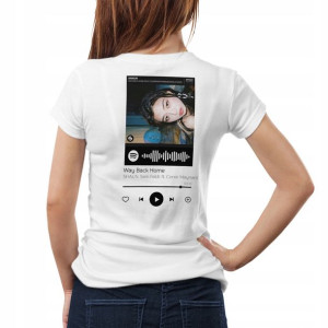 Modna Koszulka Damska XL BIAŁA TYŁ QR SPOTIFY 27