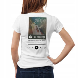 Modna Koszulka Damska XXL BIAŁA TYŁ QR SPOTIFY 20