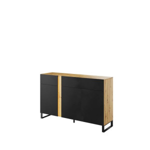 MONO MN-07 - komoda 3d3s z oświetleniem - dąb evoke/mdf czarny matowy