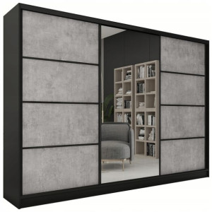 Szafa przesuwna z lustrem 280 cm LOFT Beton półki