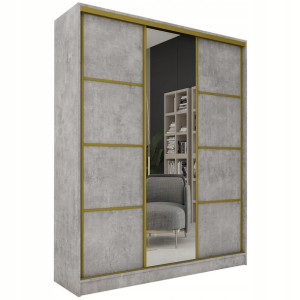 Szafa przesuwna z lustrem 150 cm GOLD mat beton