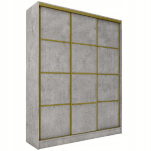 Szafa przesuwna 150 cm GOLD mat beton szuflady
