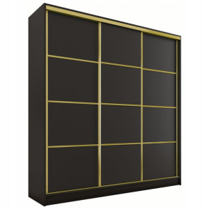 Szafa przesuwna 180 cm GOLD mat czarny półki