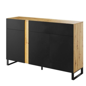 Komoda do SALONU z Oświetleniem Mono dąb evoke, czarny, mat 150x41x95 cm