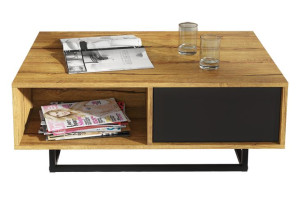 Stolik Kawowy Szafka Ława Loft Retro Dąb/czarny Lft201