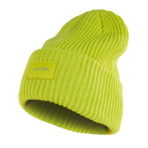 Moraj Czapka damska typu beanie z naszywką zielony