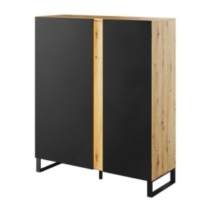 Komoda do SALONU szafka Mono dąb evoke, czarny, mat 110x41x130 cm
