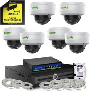 Kamery kopułkowe 4K 8Mpx 1TB PoE zestaw Tiandy