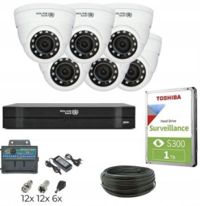 Monitoring 6 Kamer kopułka 5Mpx policetech