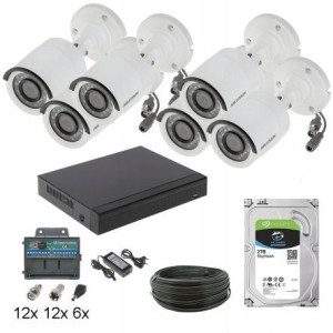 Monitoring 6 Kamer Tubowych Dysk 2TB Rejestrator