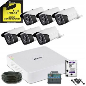 Monitoring 6 kamer zewnętrznych 5Mpx