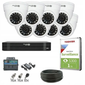 Monitoring 8 kamer 5Mpx APKA HDD 1TB policetech