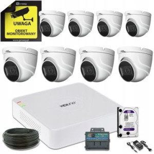 Monitoring 8 kamer kopułkowych zewnętrznych 8Mpx