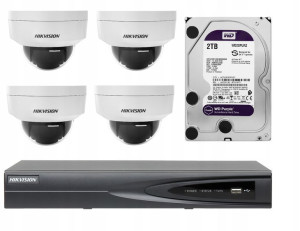 MONITORING CYFROWY ZESTAW 4 KAMERY analityczne PoE