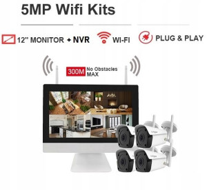 Monitoring Ip Wifi 4 Kamery 5mpx Z Ekranem Lcd