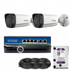 Monitoring sieciowy IP Tiandy 2 kamery tubowe 4Mpx