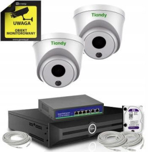 Zestaw Monitoring 2 kamery Tiandy 4Mpix TC-C34HN