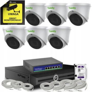 Zestaw Monitoring 6 kamery Tiandy 8Mpix TC-C38XS