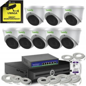 Zestaw Monitoring 8 kamery Tiandy 8Mpix TC-C38XS