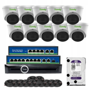 Zestaw monitoringu Tiandy 10 kamer 5Mpx Starlight