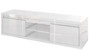 Szafka RTV 150x42x40 GLANCE cała w białym połysku