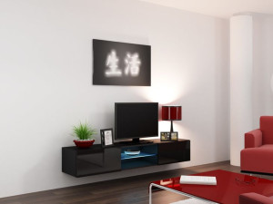 Szafka RTV VIGO GLASS 30/180/40 czarny/czarny poł